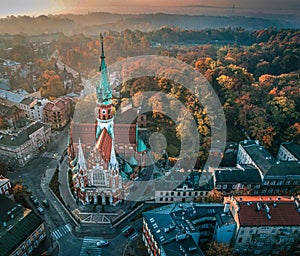 KoÃâºciÃÂ³Ãâ Ãâºw. JÃÂ³zefa w Krakowie, Polska (St. Joseph's Church in Cracow by drone) photo